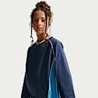 Nike Sportswear Big Kids' Woven V-Neck Long-Sleeve Top