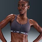 Bra deportivo con almohadillas y cierre frontal para mujer Nike Indy High Support