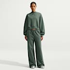 Sudadera de cuello redondo oversized cropped para mujer Nike Studio Fleece Medium Weight