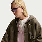 Sudadera con gorro cropped oversized de cierre completo para mujer Nike Studio Fleece Medium Weight