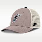 Gorra de rejilla Nike de la MLB ajustable para hombre Florida Marlins Cooperstown Rise