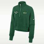 Sudadera de cuello redondo Nike de la NFL cropped con cierre de 1/4 para mujer New York Jets Phoenix