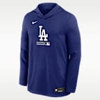 Playera de manga larga con gorro Nike Dri-FIT de la MLB para hombre Los Angeles Dodgers Authentic Collection