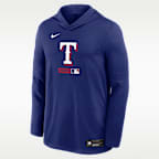 Texas Rangers Authentic Collection Men's Nike Dri-FIT MLB Long-Sleeve Hooded Top