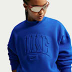 Sudadera de cuello redondo con estampado en relieve oversized para mujer Nike Studio Fleece Medium Weight
