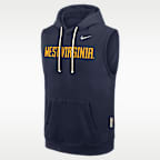 Sudadera universitaria Nike Dri-FIT con gorro, sin cierre y sin mangas para hombre, colección West Virginia Sideline
