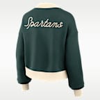 Chamarra bomber universitaria Nike oversized cropped de cierre completo para mujer Michigan State Academic