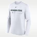 Playera universitaria de manga larga Nike Dri-FIT para hombre Michigan State Courtside Basketball Shootaround Legend