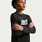 Playera de manga larga Dri-FIT UV para niño talla grande Nike Swim Hydroguard