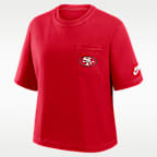 Playera Nike de la NFL para mujer San Francisco 49ers Rewind Pocket Boxy