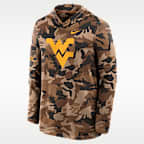 Sudadera de manga larga universitaria Nike Dri-FIT con gorro para hombre West Virginia Military Appreciation
