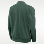 Chamarra bomber Nike de la NFL de cierre completo para hombre Green Bay Packers Sideline