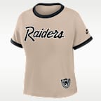 Playera Nike de la NFL cropped para mujer Las Vegas Raiders Rewind Ringer Mod