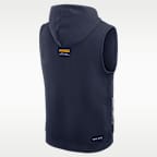 Sudadera universitaria Nike Dri-FIT con gorro, sin cierre y sin mangas para hombre, colección West Virginia Sideline