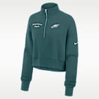 Sudadera de cuello redondo Nike de la NFL cropped de cierre de 1/4 para mujer Philadelphia Eagles Phoenix