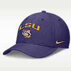 Gorra universitaria Nike Dri-FIT para hombre LSU On-Field Rise Swoosh