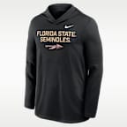 Playera de manga larga universitaria Nike Dri-FIT con gorro para hombre Florida State Sideline