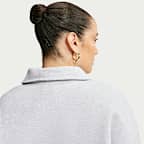 Polo cropped oversized para mujer Nike Studio Fleece Medium Weight