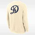 Sudadera de cuello redondo Nike de la MLB City Connect 2 Hit para hombre Los Angeles Dodgers