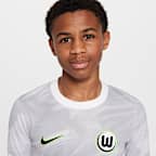Maglia da calcio replica a manica corta Nike Dri-FIT Vfl Wolfsburg 2025/2026 Stadium per ragazzo/a – Away