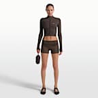 Chamarra cropped de cierre completo para mujer NikeSKIMS Ribbed Seamless