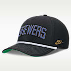 Gorra Nike de la MLB ajustable para hombre Milwaukee Brewers Rise
