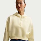 Sudadera con gorro Nike Sportswear oversized cropped Henley de tejido Fleece para mujer Phoenix