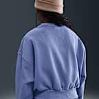 Nike Sportswear Club Fleece-sweatshirt med firkantet pasform og rund hals til piger