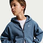 Sudadera con gorro de tejido Fleece de cierre completo para niños talla grande Nike Sportswear Solo Swoosh