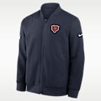 Chamarra bomber Nike de la NFL de cierre completo para hombre Chicago Bears Rivalries Collection Sideline