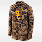 Playera de manga larga universitaria Nike Dri-FIT con gorro para hombre USC Military Appreciation