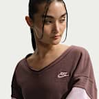 ナイキ スポーツウェア クラブ フリース ウィメンズ オーバーサイズド Vネック スウェットシャツ