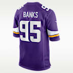 Jersey Nike de la NFL Game para hombre Caleb Banks Minnesota Vikings