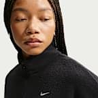 Nike Studio Fleece Medium Weight Plush Women's Oversized 1/4-Zip Cropped Top