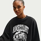 Playera oversized con estampado para mujer Nike Studio Fleece Medium Weight