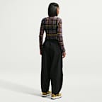 Playera de manga larga de malla con diseño a cuadros de ajuste slim para mujer Nike Sportswear