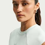 Γυναικεία πλεκτή κοντομάνικη μπλούζα σε εφαρμοστή γραμμή με ύφανση ριμπ Nike Sportswear Chill