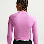 Playera de entrenamiento de cierre completo para mujer Nike Pro Seamless