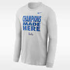 Playera de manga larga universitaria marca Jordan Dri-FIT para hombre UCLA Sideline Slogan