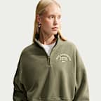 Haut court oversize à 1/4 de zip Nike Studio Fleece Medium Weight pour femme