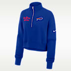 Sudadera de cuello redondo Nike de la NFL cropped de cierre de 1/4 para mujer Buffalo Bills Phoenix