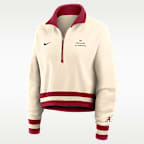Sudadera de cuello redondo universitaria Nike cropped de cierre de 1/4 para mujer Alabama Legacy