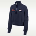 Sudadera de cuello redondo Nike de la NFL cropped con cierre de 1/4 para mujer Denver Broncos Phoenix