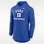 Duke Primetime Arch Men's Nike Dri-FIT College Long-Sleeve Hooded T-Shirt