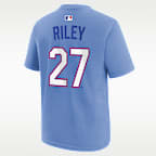 Playera Nike de la MLB para niño grande de Austin Riley, Atlanta Braves, edición City Connect