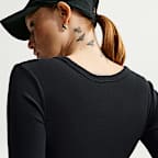 Nike Sportswear Chill Knit strakke midi-jurk met mini-ribbels en lange mouwen