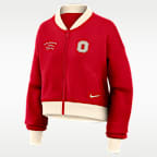 Ohio State Academic Women's Nike College Oversized Cropped Full-Zip Bomber Jacket