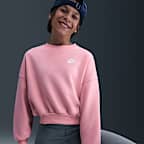 Sudadera de cuello redondo Dri-FIT de corte cuadrado para niña Nike Sportswear Club Fleece