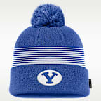 Gorro con dobladillo y pompón universitario Nike para hombre BYU Sideline Peak