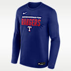 Playera de manga larga Nike Dri-FIT de la MLB para hombre Texas Rangers Authentic Collection Team Issue
